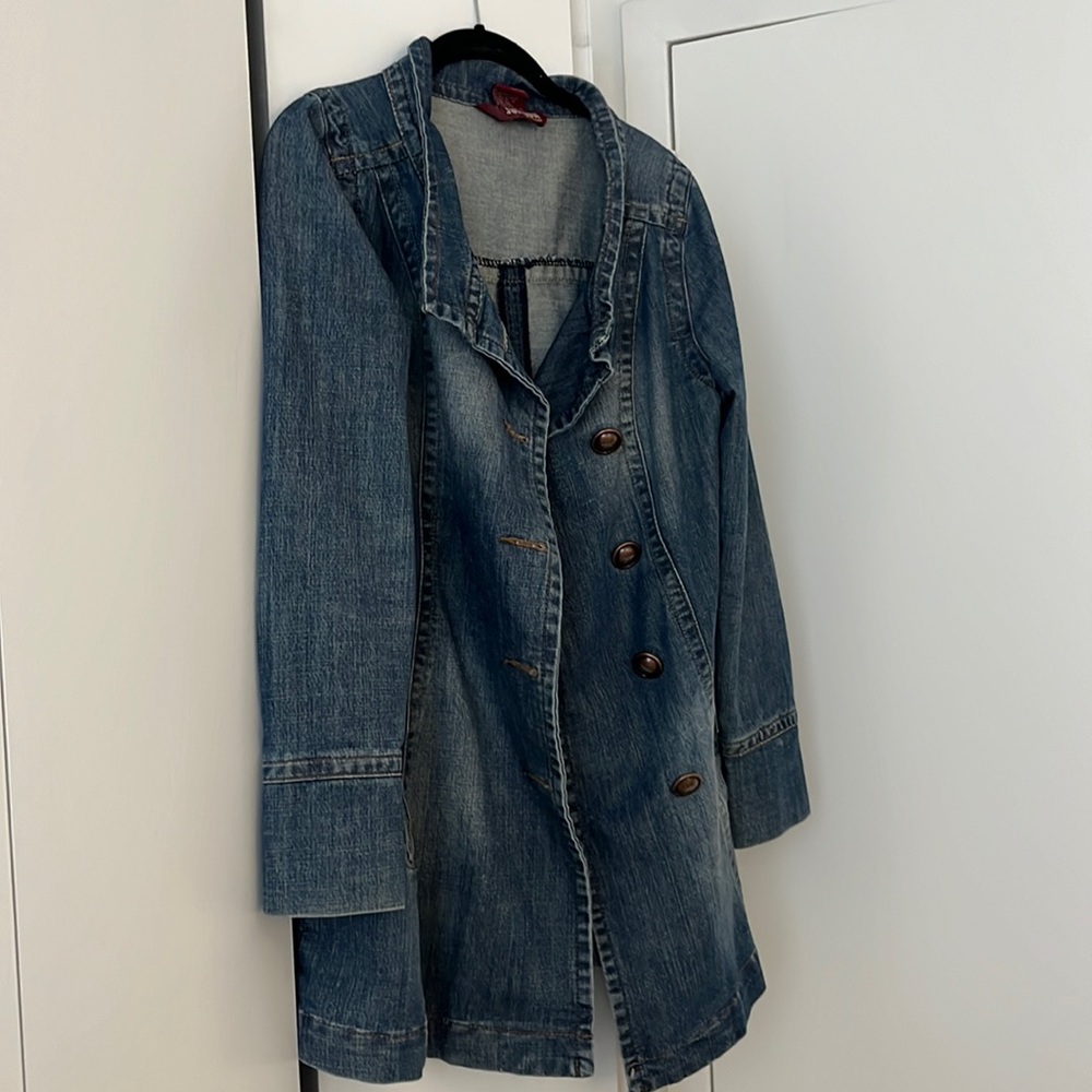 Vintage trench-style denim jacket